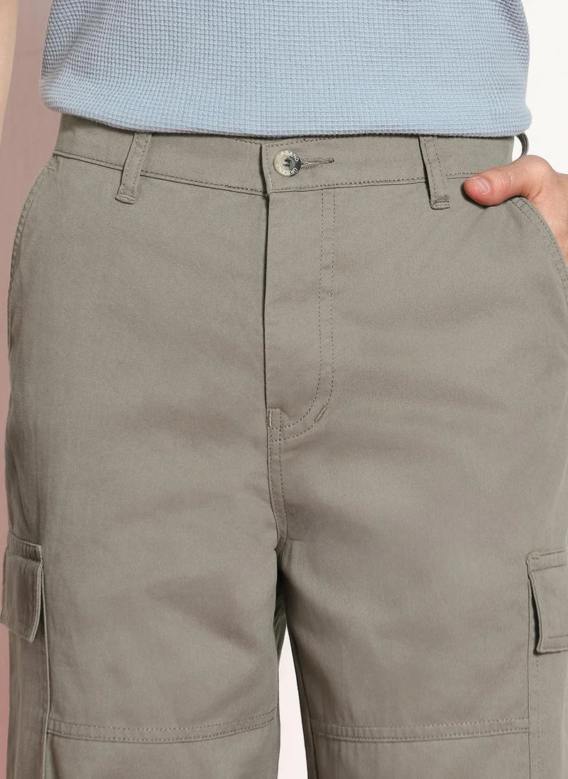 Urbano Fashion  Urbano Fashion Men's Steel Grey Loose Baggy Fit Solid Cargo Chino Pant with 6 Pockets Non-Stretchable for Men | Best Price UAE